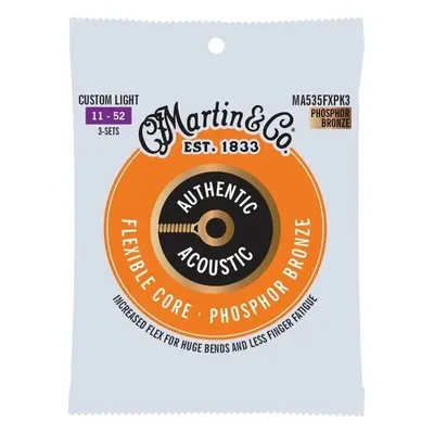 Martin Authentic Flexible Core 92/8 Phosphor Bronze Custom Light 3-Pack Akusztikus gitárhúrok