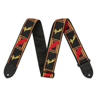 Fender 2'' Monogrammed Textil gitár heveder Black/Yellow/Red