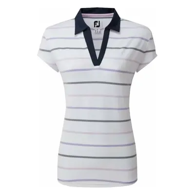 Footjoy Cap Sleeve Colour Block Womens White/Navy Rövid ujjú póló