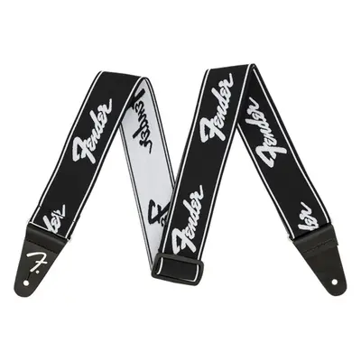 Fender Weighless Strap Textil gitár heveder Running Logo Black and White