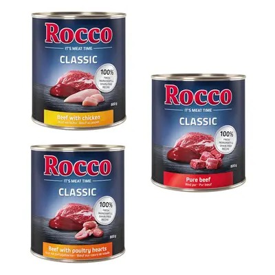 24x800g Rocco Classic nedves kutyatáp Topseller-mix: marha pur, marha/szárnyasszív, marha/csirke