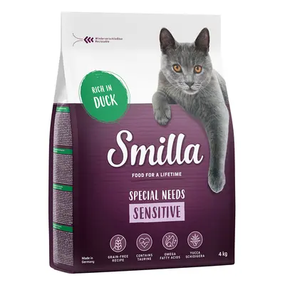 2x4kg Smilla Adult Sensitive gabonamentes kacsa száraz macskatáp