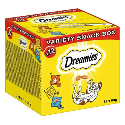 12x60g Dreamies macskasnack vegyes csomagban (csirke, sajt lazac)