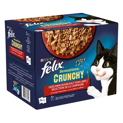 20x85g Felix Sensations húsválogatás nedves macskatáp + 2x40g Crunchy Crumbles topping macskákna