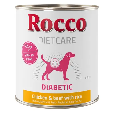 12x800g Rocco Diet Care Diabetic csirke, marha & rizs nedves kutyatáp