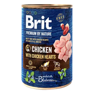 6x400g Brit Premium by Nature nedves kutyatáp - Csirke csirkeszívvel