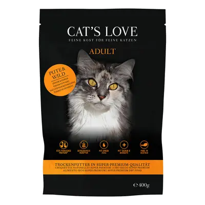 2x400g Cat´s Love Adult pulyka & vad száraz macskatáp