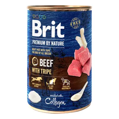 6x400g Brit Premium by Nature nedves kutyatáp - Marha pacallal