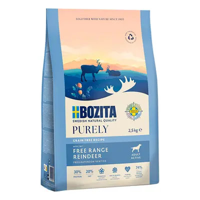 2x2,5kg Bozita Dog Purely Adult Active Grain Free rénszarvas száraz kutyatáp