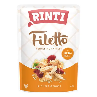 24x100g RINTI Filetto Pouch in Jelly kutyasnack - Csirke szívvel