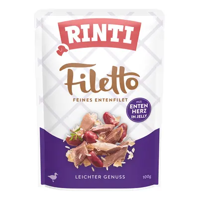 24x100g RINTI Filetto Pouch in Jelly kutyasnack - Kacsa kacsaszívvel