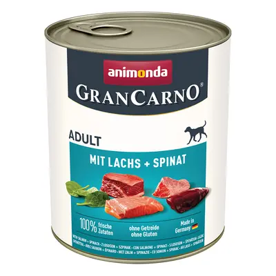 12x800g animonda GranCarno Original Adult lazac & spenót nedves kutyatáp