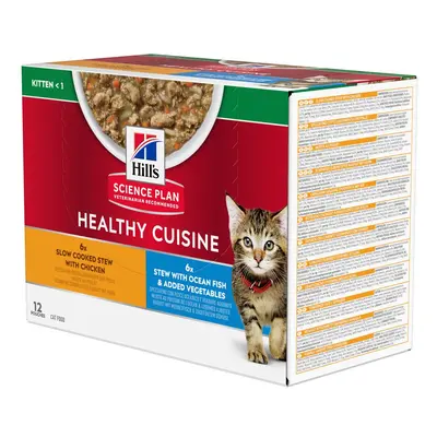 12x80g Hill's Science Plan Kitten Healthy Cuisine csirke & óceáni hal nedves macskatáp