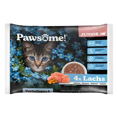 8x85g Pawsome Junior nedves macskatáp - Lazac