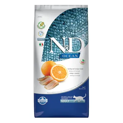 2x 5kg N&D Ocean Grain Free Hering and Orange Adult Farmina Száraz macskaeledel, gabonamentes he