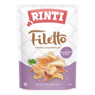 24x100g RINTI Filetto Pouch in Jelly kutyasnack - Csirke sonkával