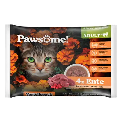 4x85g Pawsome Adult Cat nedves macskatáp - Kacsa