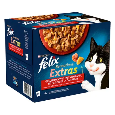 24x85g Felix Sensations Extra szárazföldről nedves macskatáp