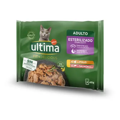 48x85g Ultima Cat Sterilized nedves macskatáp- Csirke & lazac