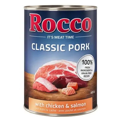 24x400g Rocco Classic Pork Csirke & lazac nedves kutyatáp