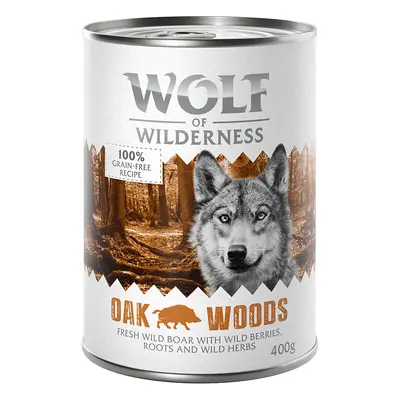 6x400g Wolf of Wilderness Adult 5 + 1 ingyen! nedves kutyatáp - Oak Woods vaddisznó