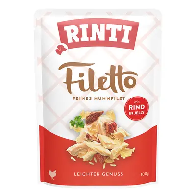 48x100 RINTI Filetto Pouch in Jelly nedves kutyaeledel - Csirke marhával