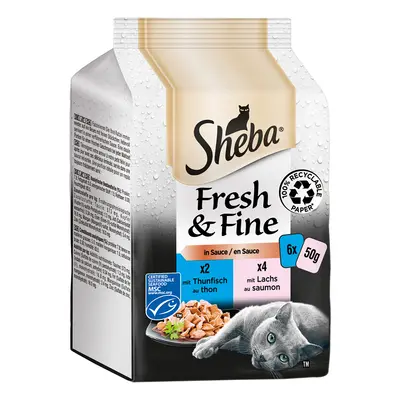 72x50g Sheba Fresh & Fine halválogatás szószban nedves macskatáp