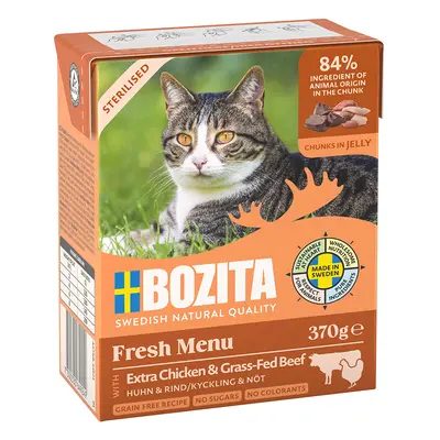 12x370g Bozita falatok Sterilised csirke & marha aszpikban nedves macskatáp