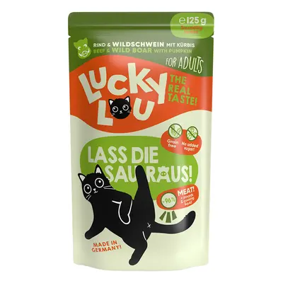 48x125g Lucky Lou Adult Marha & vaddisznó nedves macskatáp