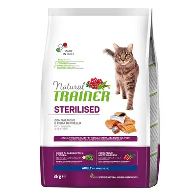 3kg Natural Trainer Sterilised lazac száraz macskatáp