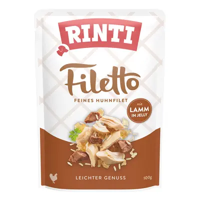 24x100g RINTI Filetto Pouch in Jelly kutyasnack - Csirke báránnyal