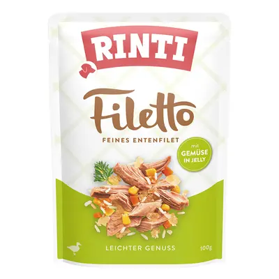 24x100g RINTI Filetto Pouch in Jelly kutyasnack - Kacsa zöldséggel