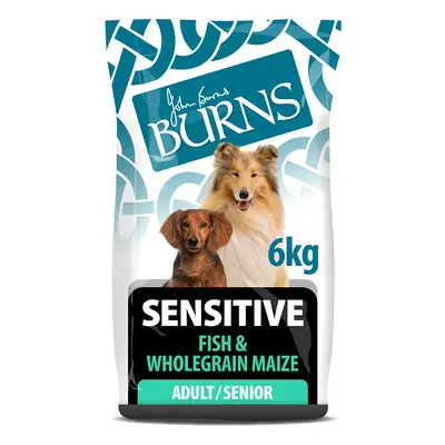 2x6kg Burns Adult & Senior Sensitive hal & teljes kiőrlésű kukorica száraz kutyatáp