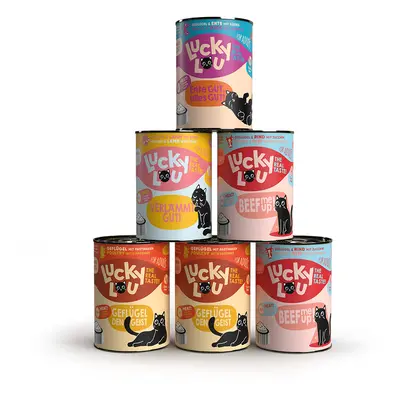 6x 400g Lucky Lou Adult Tasty-Mix Tasting Mix nedves macskaeledel felnőtteknek