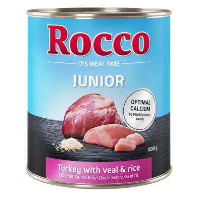 6x800g Rocco Junior Pulyka, borjúszív & rizs nedves kutyatáp