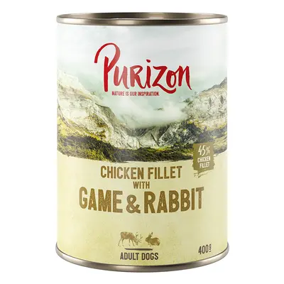 12x400g Purizon Adult - gabonamentes nedves kutyatáp- Vad, nyúl, tök & áfonya