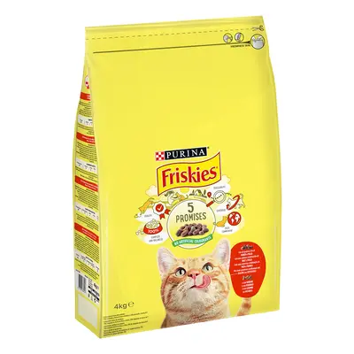 2x4kg PURINA Friskies Adult Cat marha, csirke & zöldség száraz macskatáp