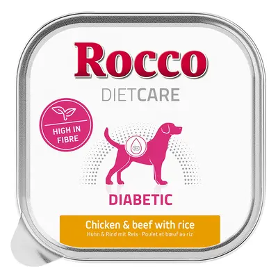 10x150g Rocco Diet Care Diabetic csirke, marha & rizs tálcás nedves kutyatáp