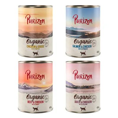 6x400g Purizon Organic vegyes csomag 4 változattal gabonamentes nedves macskatáp óriási árengedm