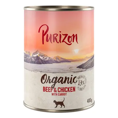 6x400g Purizon Organic marha, csirke & sárgarépa gabonamentes nedves macskatáp óriási árengedmén