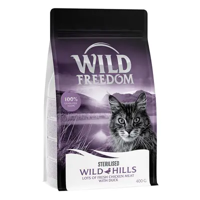 400g Wild Freedom Adult "Wild Hills" Sterilised kacsa gabonamentes száraz macskatáp