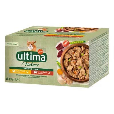 80x85g Ultima Nature Paté csirke & marha nedves macskatáp 25% árengedménnyel