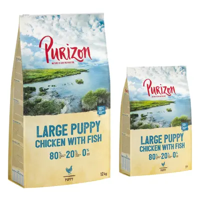 14kg Purizon Puppy Large csirke & hal - gabonamentes száraz kutyatáp 12+2 ingyen