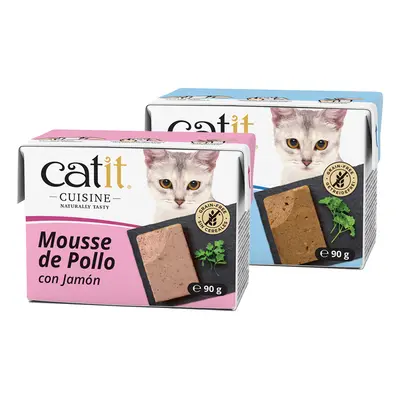 24x90g Catit Cuisine Mousse nedves macskaeledel Mix: tonhal & lazac + csirke & sonka