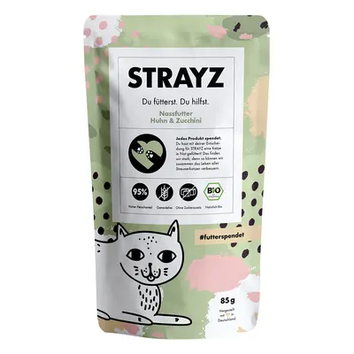 12x85g STRAYZ BIO Bio csirke & bio cukkini tasakos nedves macskatáp