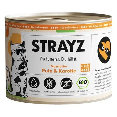 6x200g STRAYZ BIO nedves macskatáp - Bio pulyka és bio sárgarépa szószban