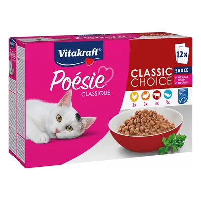 12x85g Vitakraft Poésie Classic Sauce nedves macskatáp vegyes csomag 4 fajtával