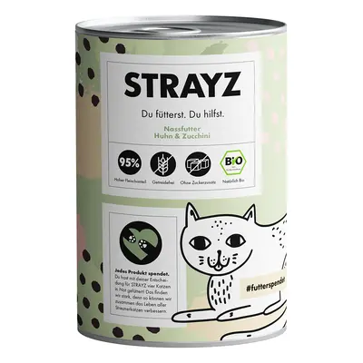 24x 400g-os STRAYZ BIO bio csirke és bio cukkini nedves macskaeledel konzerv 24x 400g-os STRAYZ 