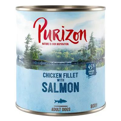 12x800g Purizon Adult - gabonamentes nedves kutyatáp- Lazac, spenót & kókusz