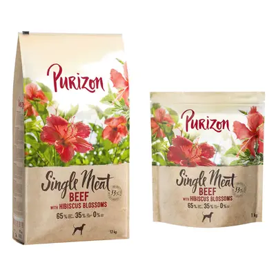 14kg Purizon száraz kutyatáp 12 + 1 kg ingyen! - Single Meat marha & hibiszkuszvirág